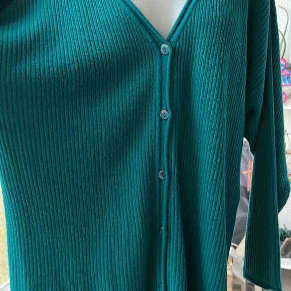 Preloved PLUS Teal long cardigan with 6 buttons - Picture 3 of 8